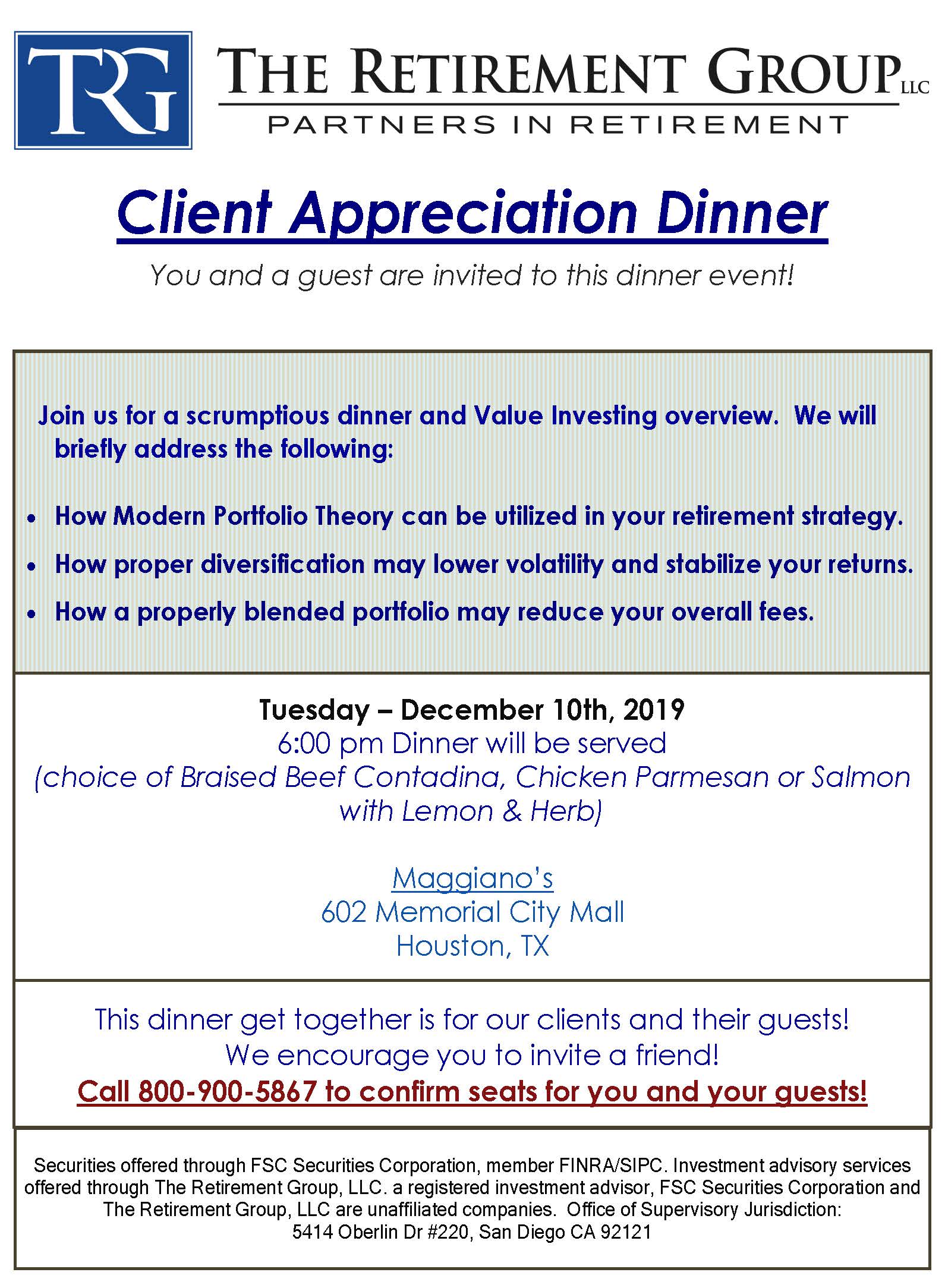 Client Appreciation Dinner!
